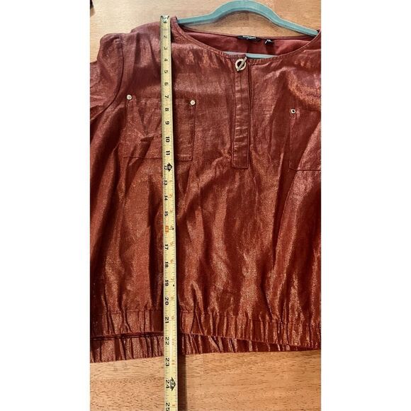 ELLEN TRACY BURNT ORANGE LINEN BLEND 3/4 SLEEVE BLOUSE SZ XL - Picture 7 of 9